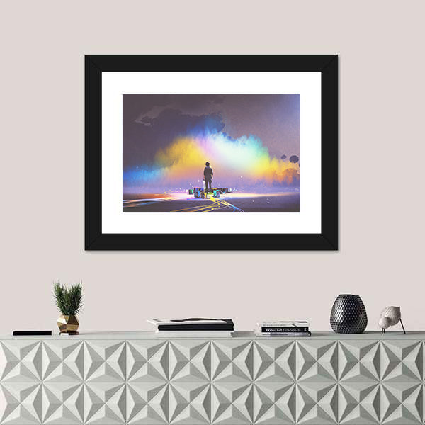 Creative Mind Silhouette with Color Explosion Canvas Wall Art