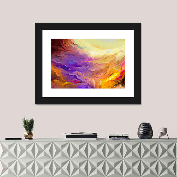Purple Yellow Brush Stroke Abstract Canvas Wall Art