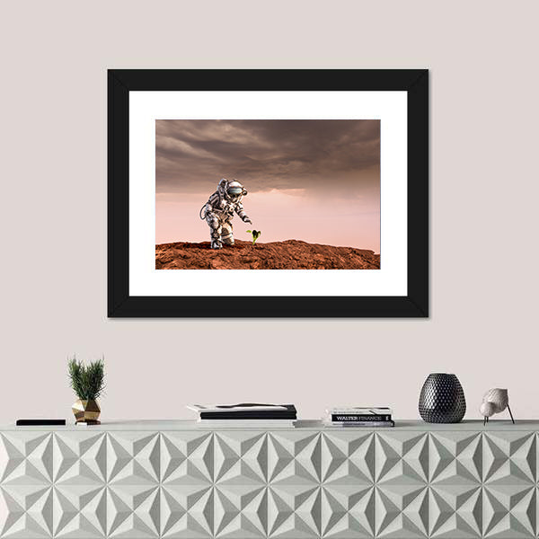 Astronaut on Rust-red Planet Canvas Wall Art