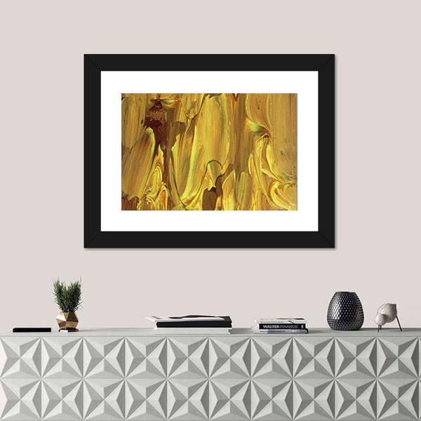Gold Impasto Brushstrokes Abstract Canvas Wall Art