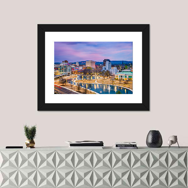 Huntsville Cityscape at Twilight Canvas Wall Art