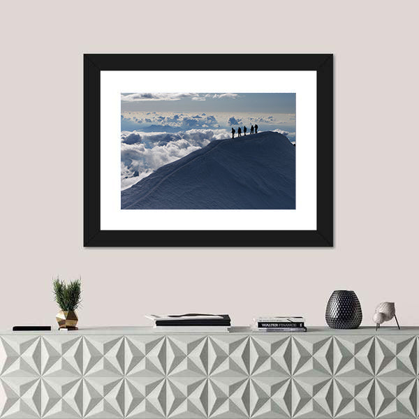 Climbers On Mountain Top Canvas Wall Art