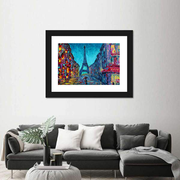 Rainy Paris Street with Eiffel Tower Canvas Wall Art