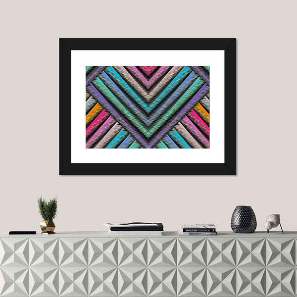 3d Striped Embroidery Chevron Canvas Wall Art