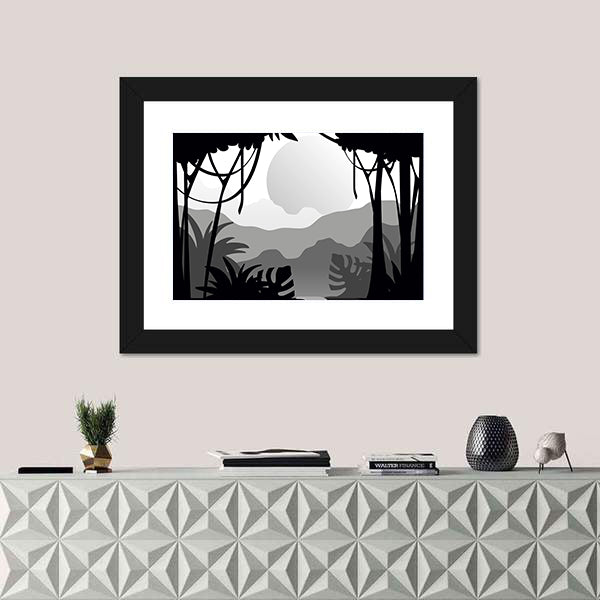 Tropical Forest Silhouette Canvas Wall Art