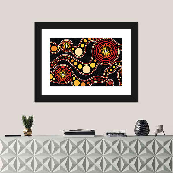 Connection Concept Aboriginal Dot Painting Canvas Wall Art