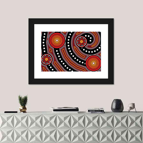 Aboriginal Dot Painting Motifs Canvas Wall Art