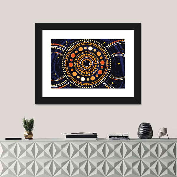 Blue Mandala Dot Illustration Canvas Wall Art