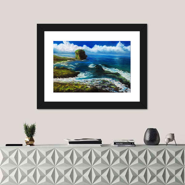 Coastal Landscape with Sea Stack Canvas Wall Art