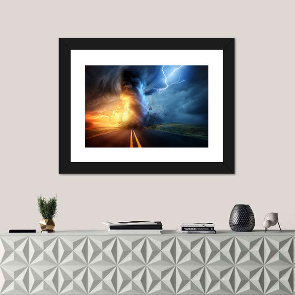 Tornado Over Sunset Road Canvas Wall Art