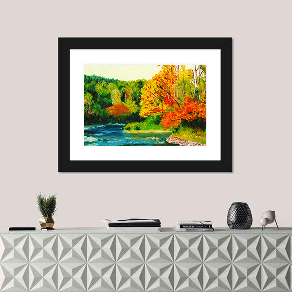 Maple River in Autumn Canvas Wall Art