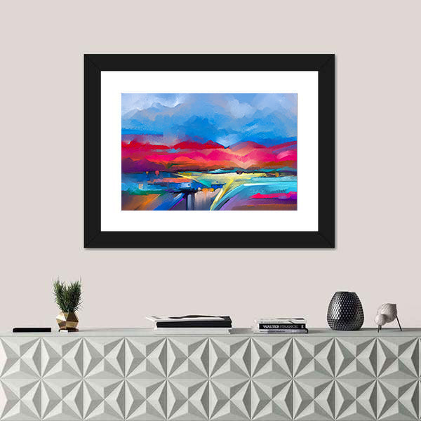 Colorful Abstract Mountain Landscape Canvas Wall Art