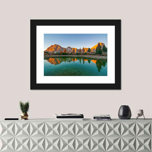 Limides Lake Reflection at Golden Hour Canvas Wall Art