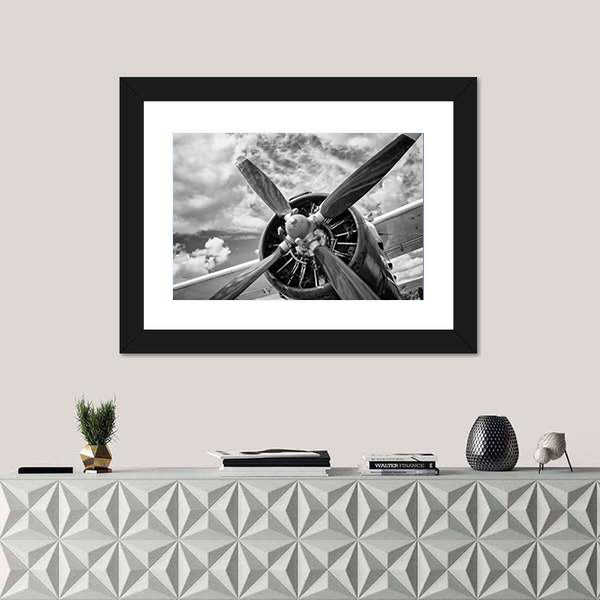 Vintage Airplane Propeller Close-up Canvas Wall Art