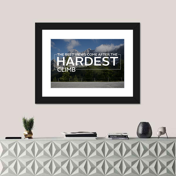Workout Quote Over Alpine Mountain Road Canvas Wall Art