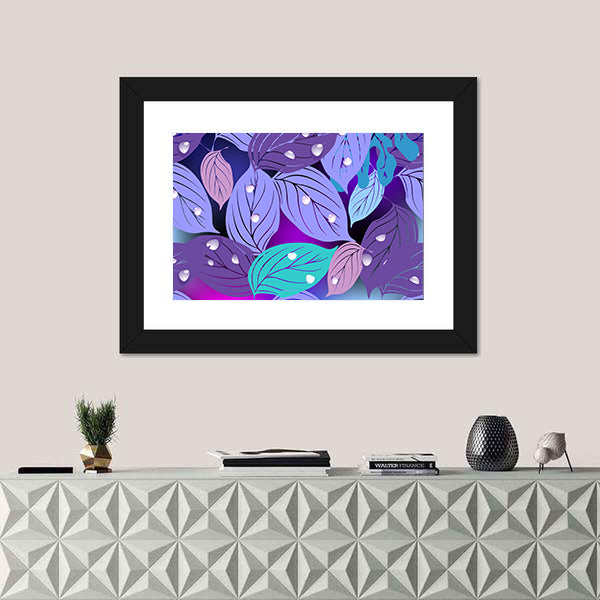 Purple Teal Leaf Texture Canvas Wall Art