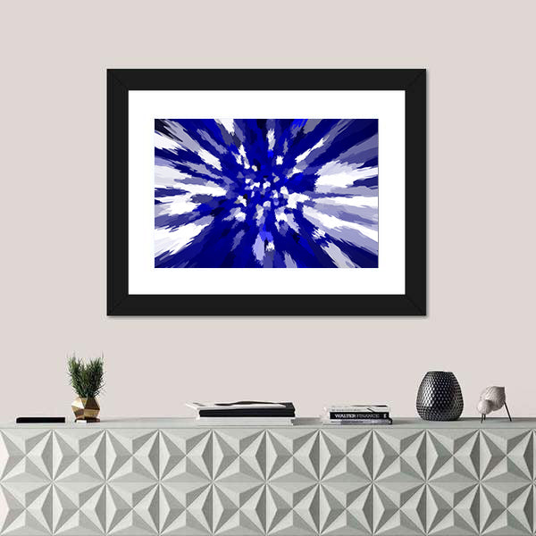 Navy Blue Starburst Abstract Canvas Wall Art