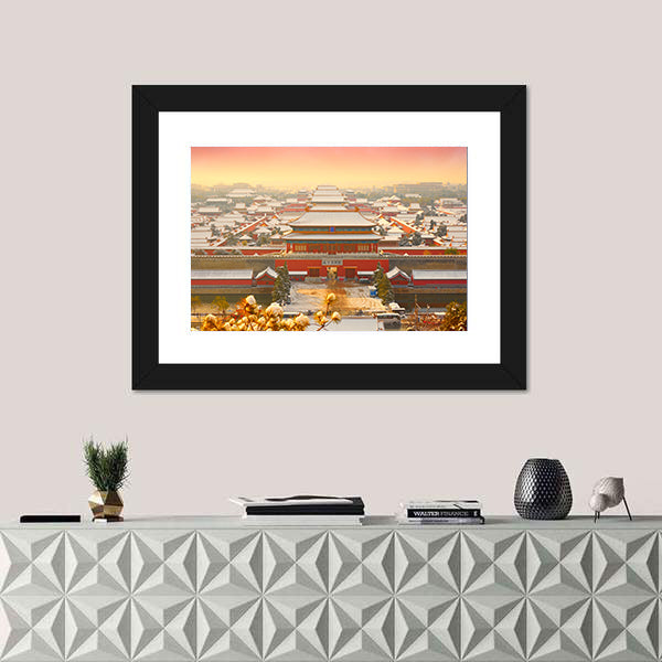 Forbidden City Snow at Sunset Canvas Wall Art