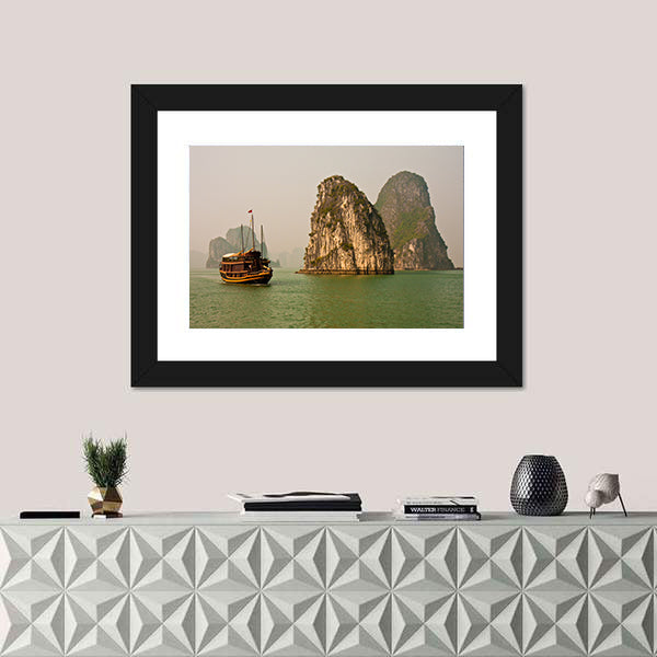 Boat in Halong Bay, Vietnam Canvas Wall Art