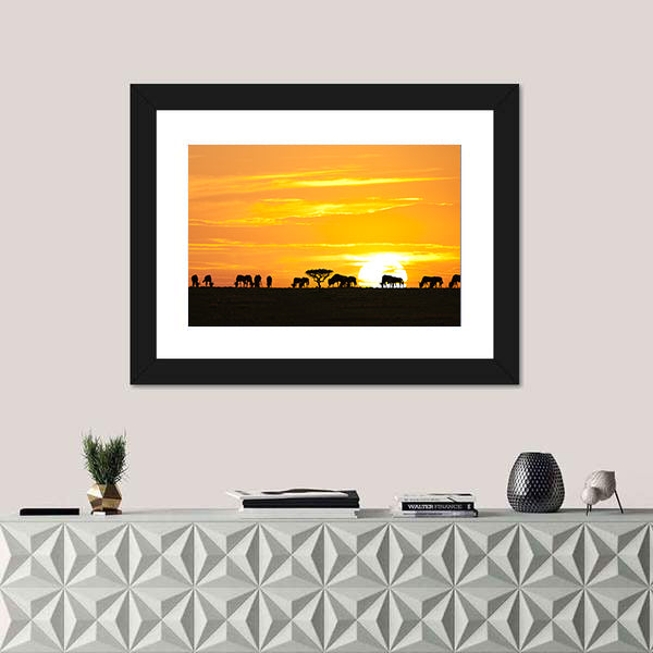 Sunrise In Serengeti National Park In Tanzania Canvas Wall Art