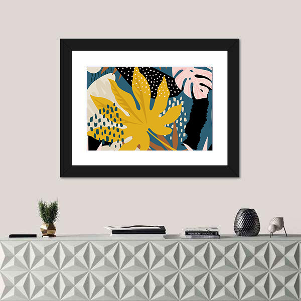 Abstract Tropical Leaves Pattern Canvas Wall Art