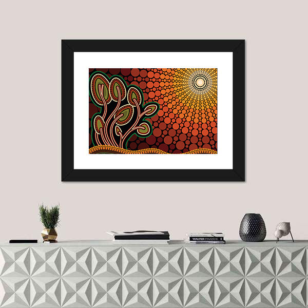 Aboriginal Tree on Hill Canvas Wall Art