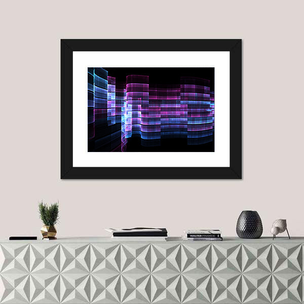 Futuristic Digital Grid Abstract Canvas Wall Art