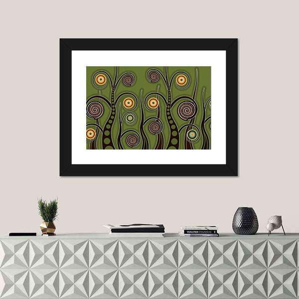 Olive Dotted Tree Dot Painting Canvas Wall Art
