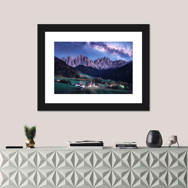 Santa Maddalena And Milky Way In Italy Canvas Wall Art