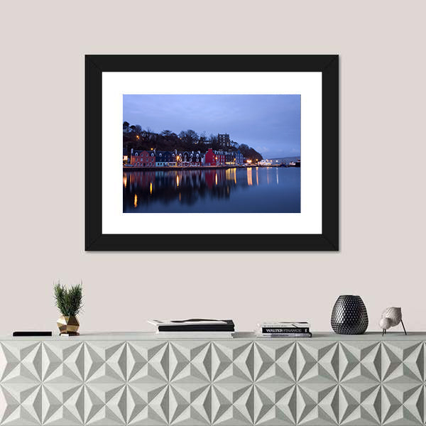 Tobermory Harbor Reflections at Twilight Canvas Wall Art