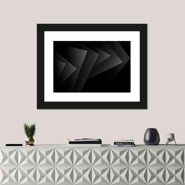 Dark Textured Geometric Layers Canvas Wall Art