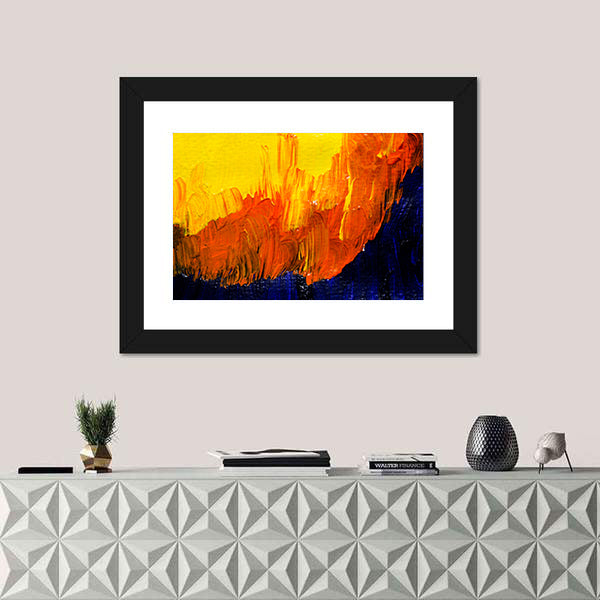 Bold Impasto Brushstrokes in Warm and Cool Hues Canvas Wall Art