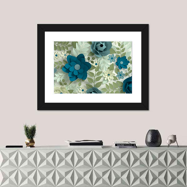 Layered Pastel Paper-cut Flowers Canvas Wall Art