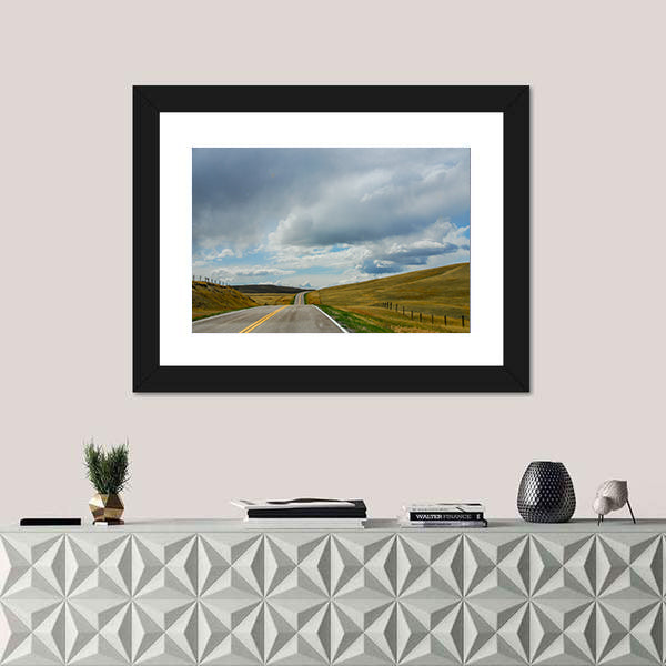 Driving On The Open Road In Big Sky Country Montana Canvas Wall Art