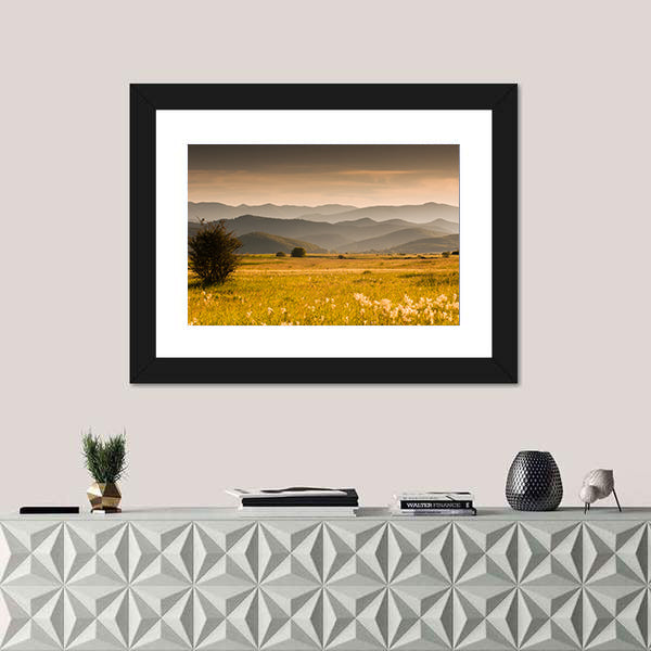 Golden Meadow and Rolling Hills Canvas Wall Art