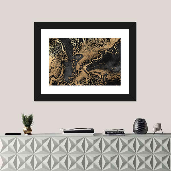 Gold Veined Marble Texture Canvas Wall Art