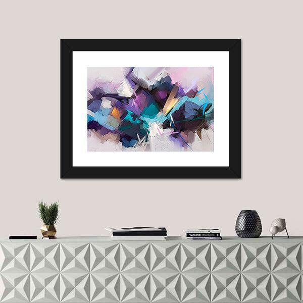 Textured Purple Geometric Abstract Canvas Wall Art