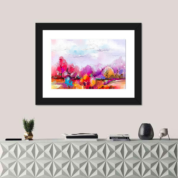 Oil-painted Abstract Trees Canvas Wall Art