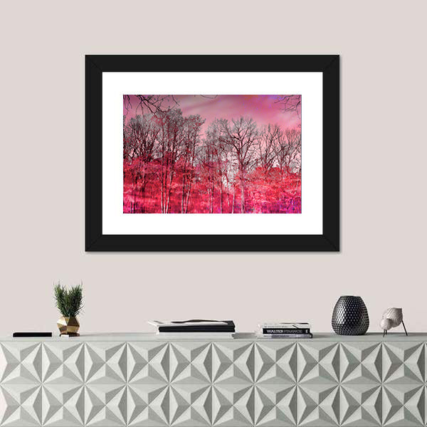 Surreal Pink Winter Forest Canvas Wall Art