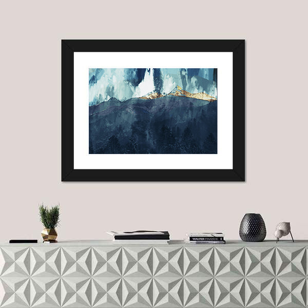 Abstract Mountain Range at Golden Dusk Canvas Wall Art