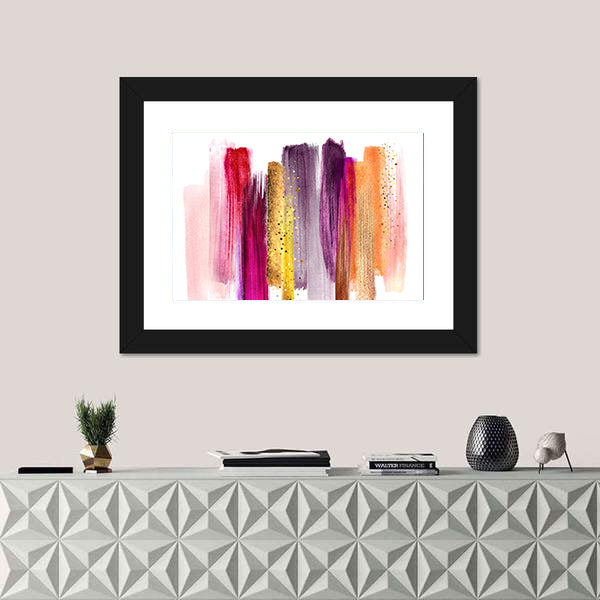 Watercolor Brush Strokes with Gold Highlights Canvas Wall Art