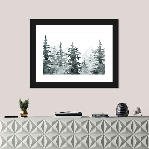 Snowy Evergreen Forest Canvas Wall Art