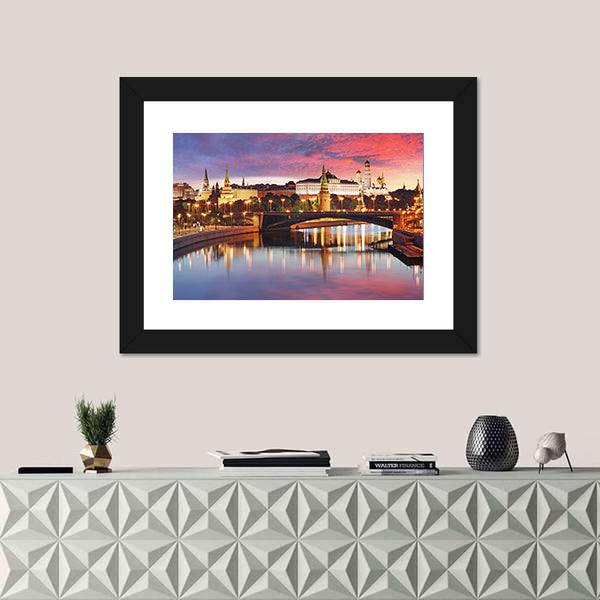Moscow City Skyline At Sunset Canvas Wall Art