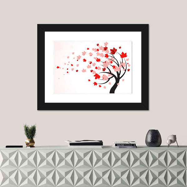 Red Maple Tree in Autumn Canvas Wall Art