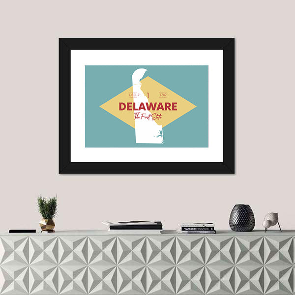 Vintage Delaware Map Canvas Wall Art