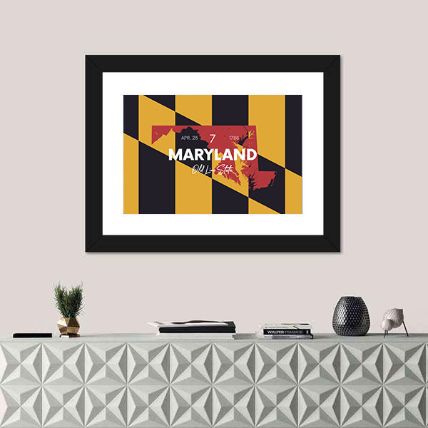 Maryland Flag Map Canvas Wall Art