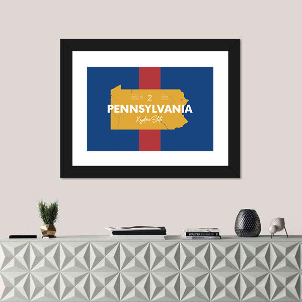 Pennsylvania Typographic Map Canvas Wall Art