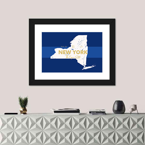 New York State Map Canvas Wall Art