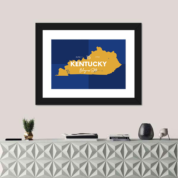 Kentucky State Map Canvas Wall Art