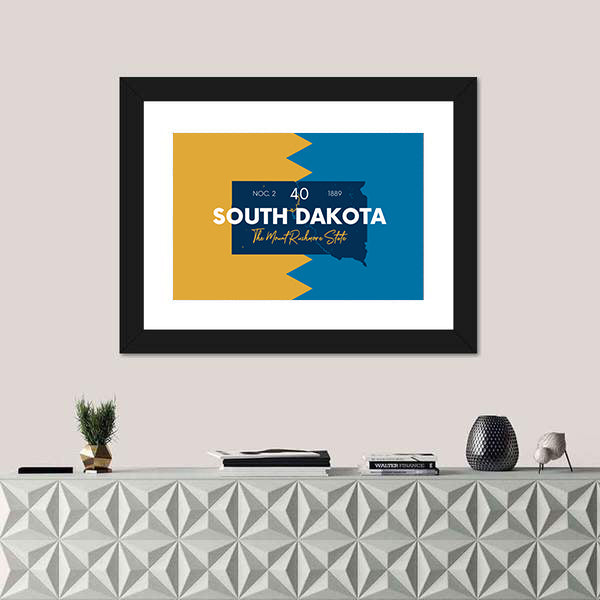 South Dakota State Map Canvas Wall Art